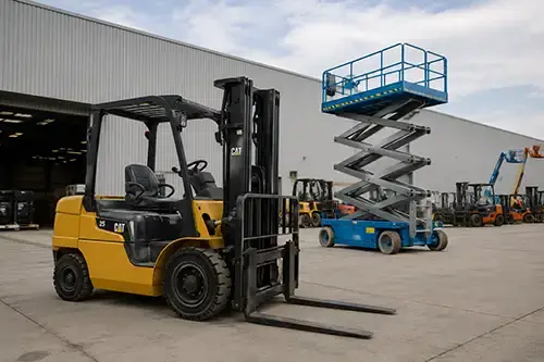 Montacargas y plataforma de elevación usados para importación de maquinaria industrial